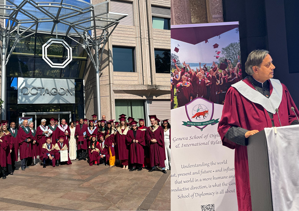 Renowned Author and Politician Dr. Shashi Tharoor Honored with Honorary Doctorate at Geneva School of Diplomacy Graduation Ceremony